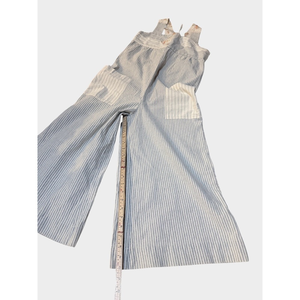 Madewell x The New Denim Project Striped Wide Leg Overalls Blue White XXS - Picture 5 of 10
